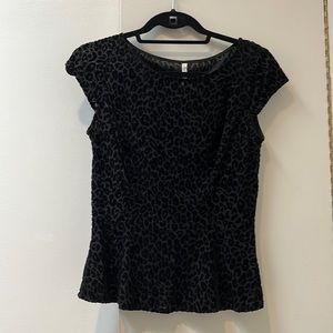 Cheetah print velvet peplum top size S